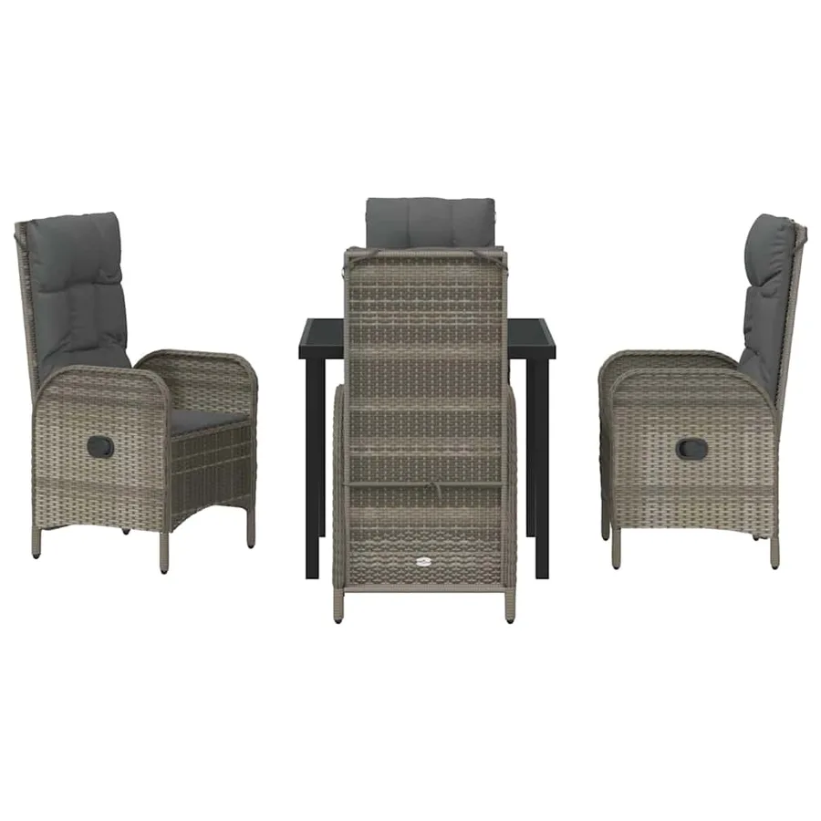 Ensemble de salle à manger pour jardin 5 pcs Gris polyrotin - 7