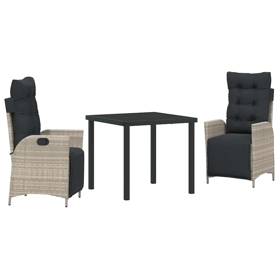 Ensemble de salle à manger pour jardin 3 pcs Gris clair - 2