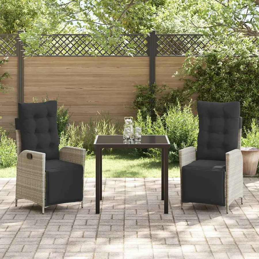 Ensemble de salle à manger pour jardin 3 pcs Gris clair - 4