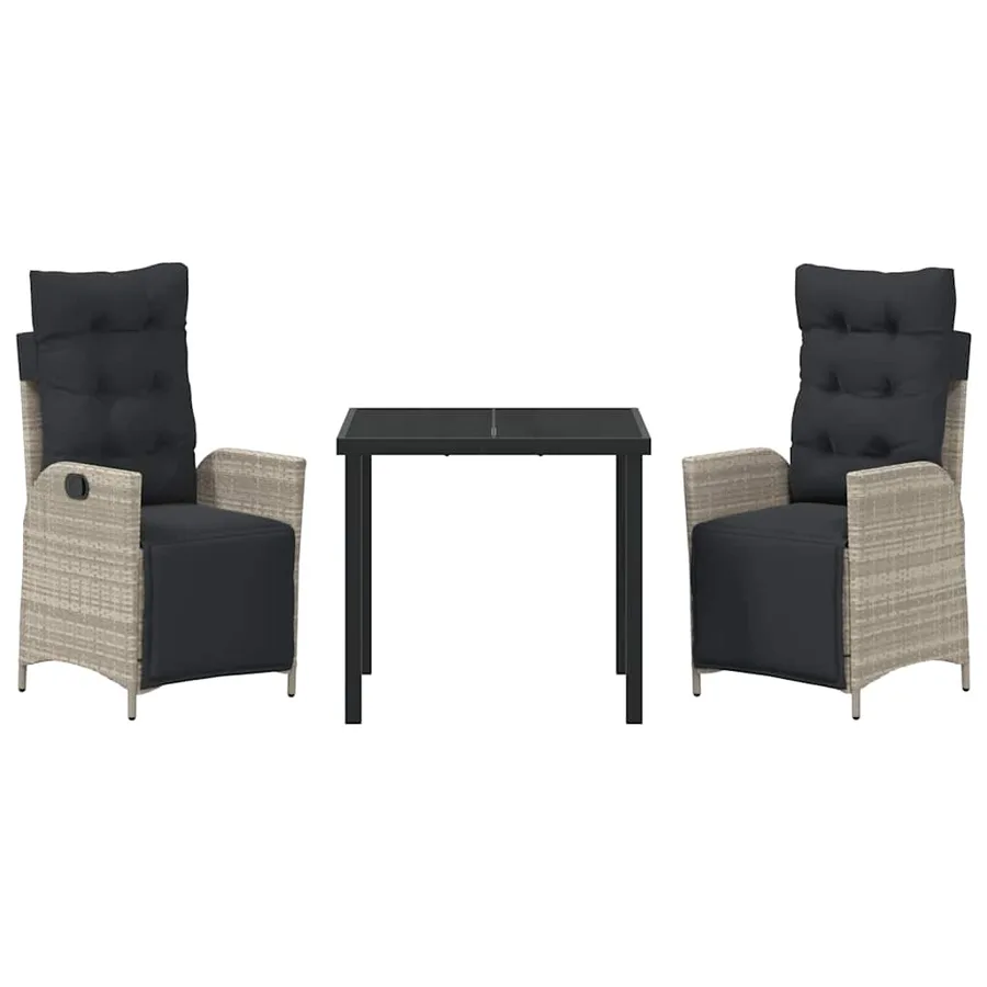 Ensemble de salle à manger pour jardin 3 pcs Gris clair - 7