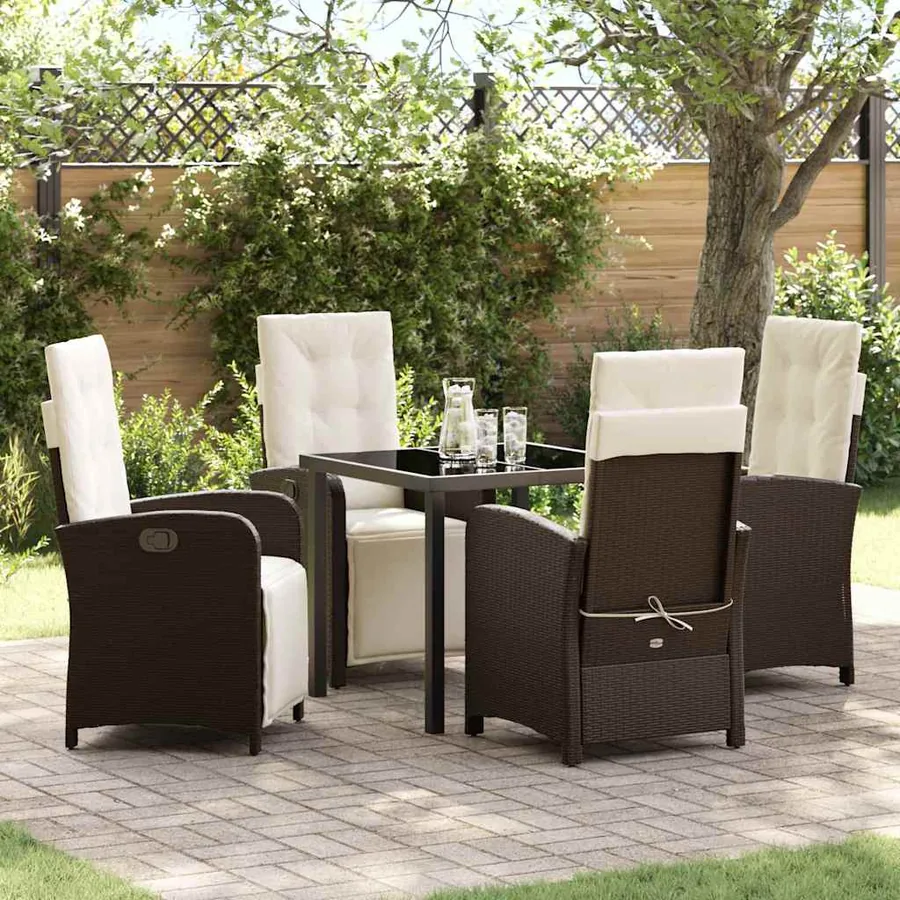 Ensemble de salle à manger pour jardin 5 pcs Marron polyrotin