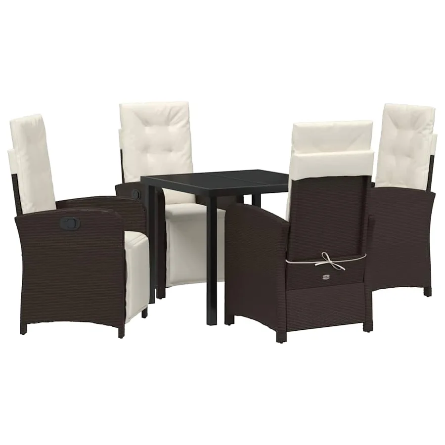 Ensemble de salle à manger pour jardin 5 pcs Marron polyrotin - 2