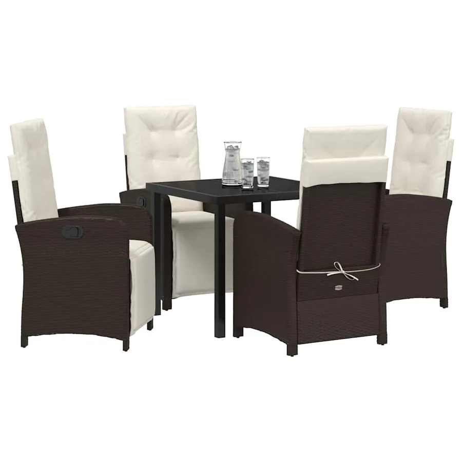 Ensemble de salle à manger pour jardin 5 pcs Marron polyrotin - 3