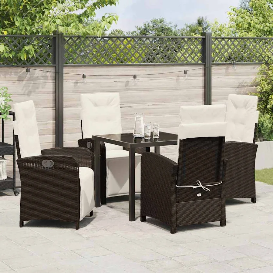 Ensemble de salle à manger pour jardin 5 pcs Marron polyrotin - 4