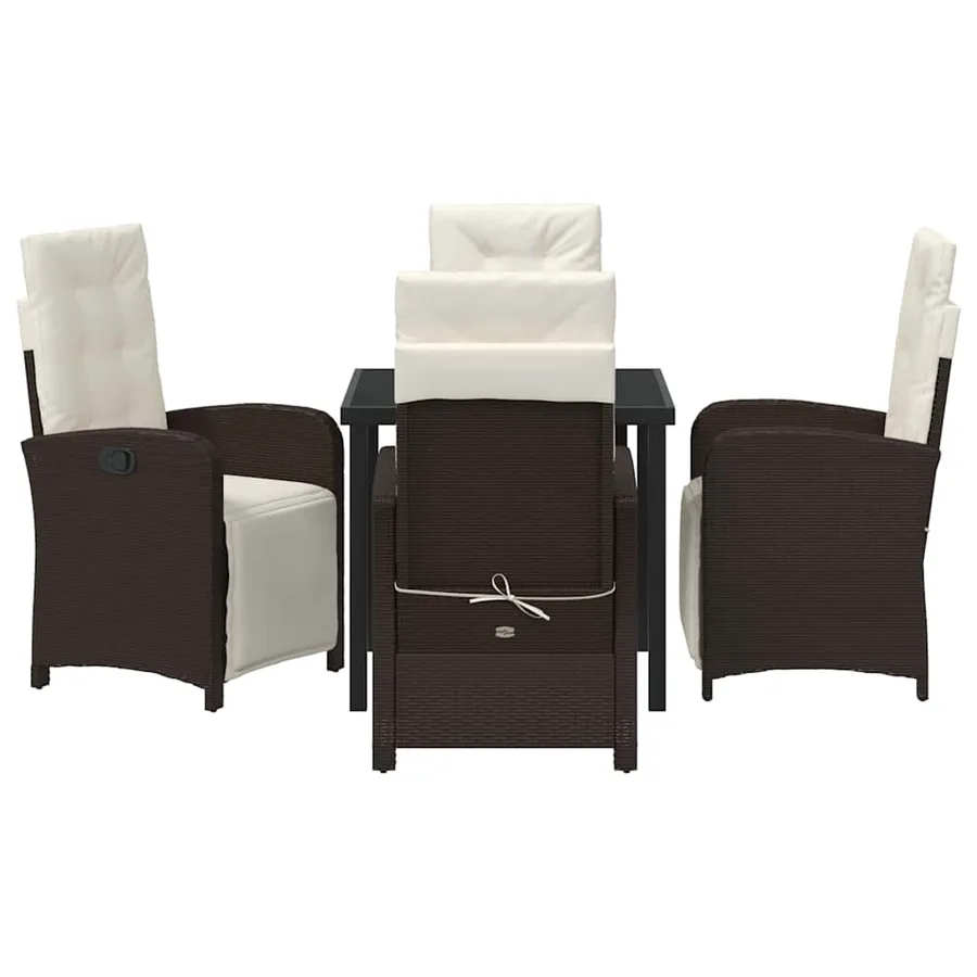 Ensemble de salle à manger pour jardin 5 pcs Marron polyrotin - 7