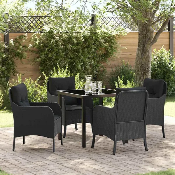 Ensemble de salle à manger pour jardin 5 pcs Noir polyrotin
