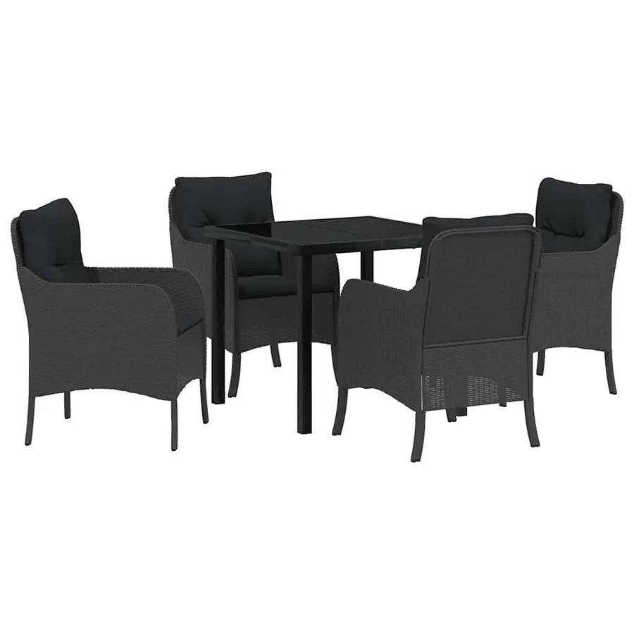 Ensemble de salle à manger pour jardin 5 pcs Noir polyrotin - 2