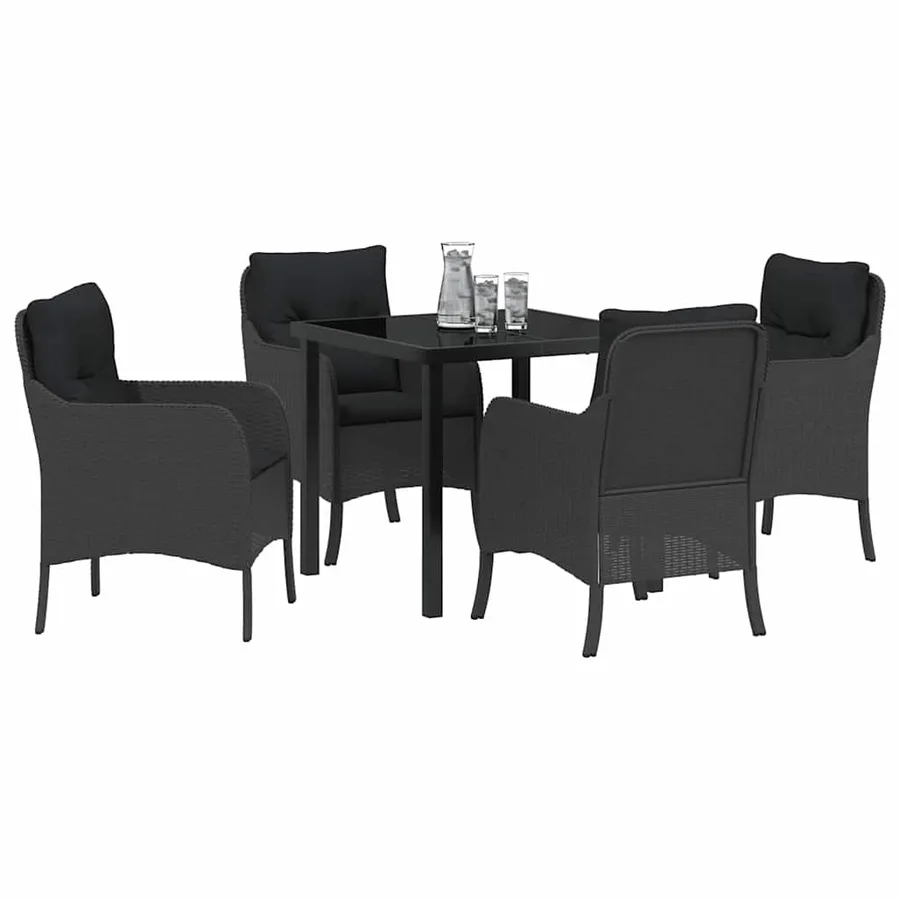 Ensemble de salle à manger pour jardin 5 pcs Noir polyrotin - 3
