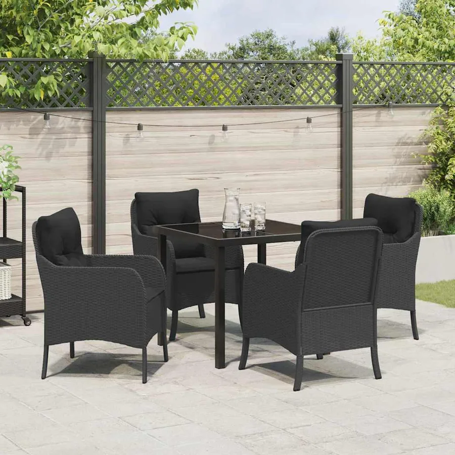 Ensemble de salle à manger pour jardin 5 pcs Noir polyrotin - 4