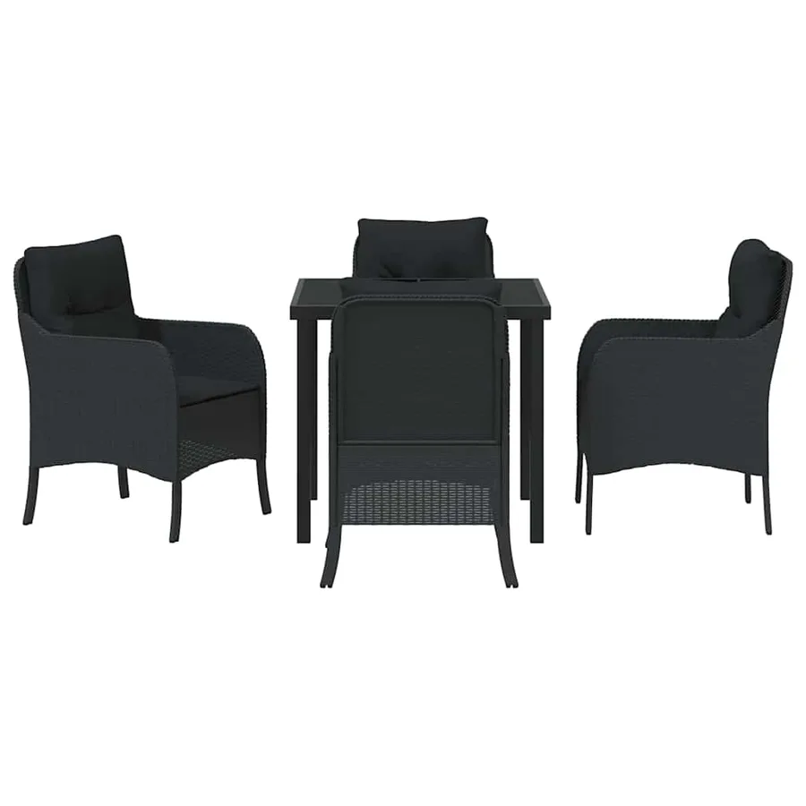 Ensemble de salle à manger pour jardin 5 pcs Noir polyrotin - 7