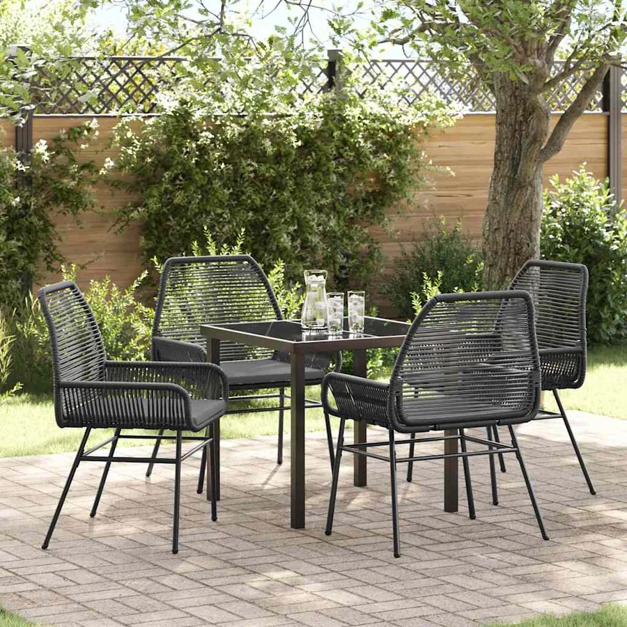 Ensemble de salle à manger pour jardin 5 pcs Noir polyrotin