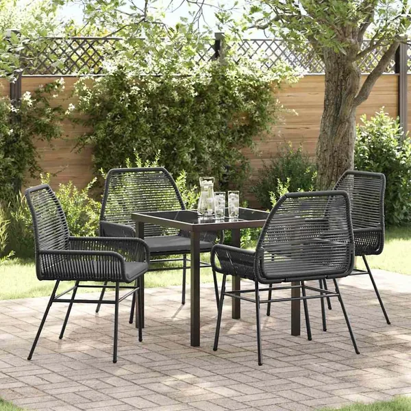 Ensemble de salle à manger pour jardin 5 pcs Noir polyrotin