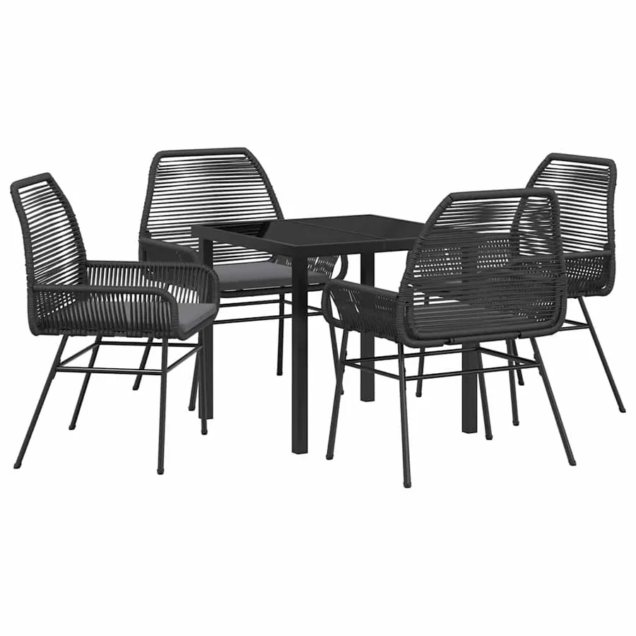 Ensemble de salle à manger pour jardin 5 pcs Noir polyrotin - 2