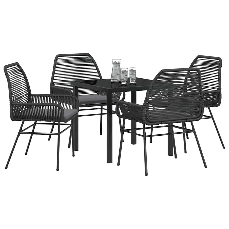 Ensemble de salle à manger pour jardin 5 pcs Noir polyrotin - 3