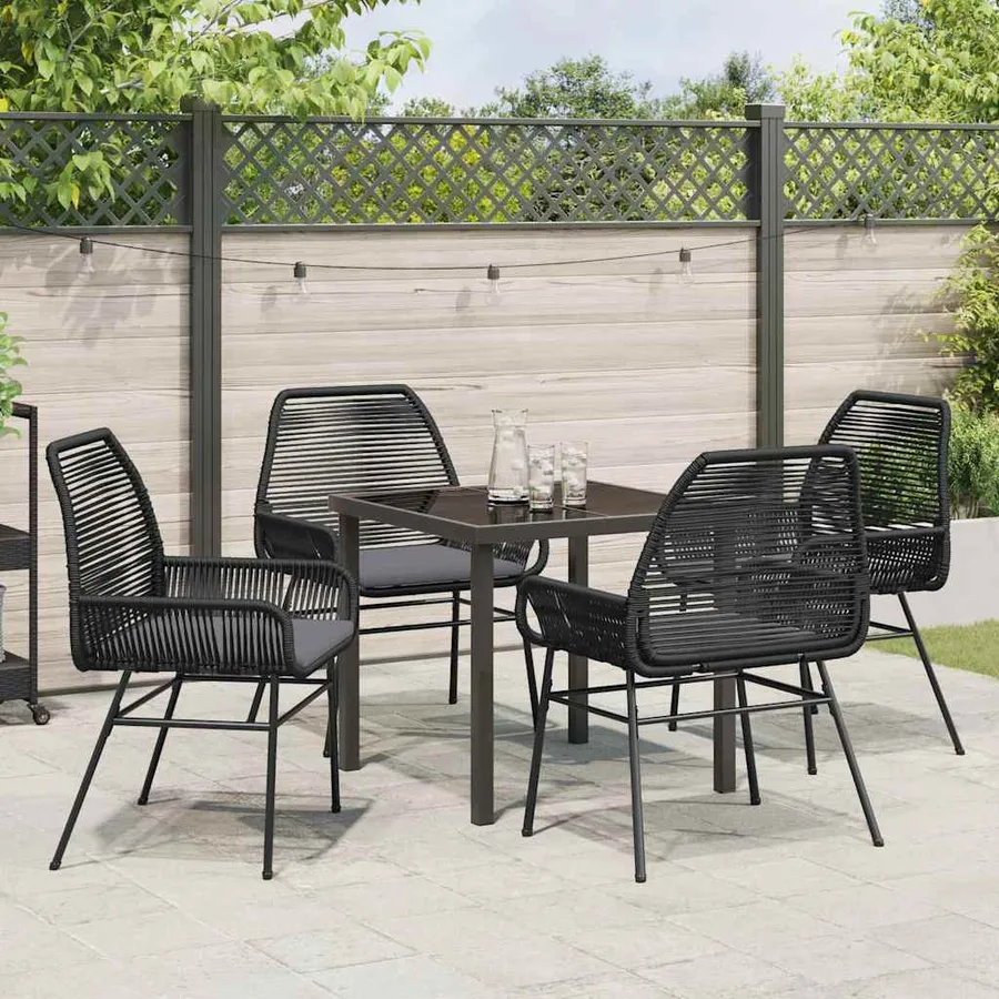 Ensemble de salle à manger pour jardin 5 pcs Noir polyrotin - 4