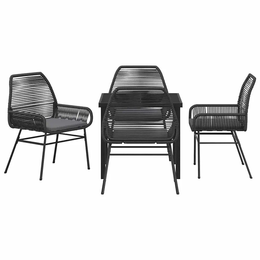 Ensemble de salle à manger pour jardin 5 pcs Noir polyrotin - 7