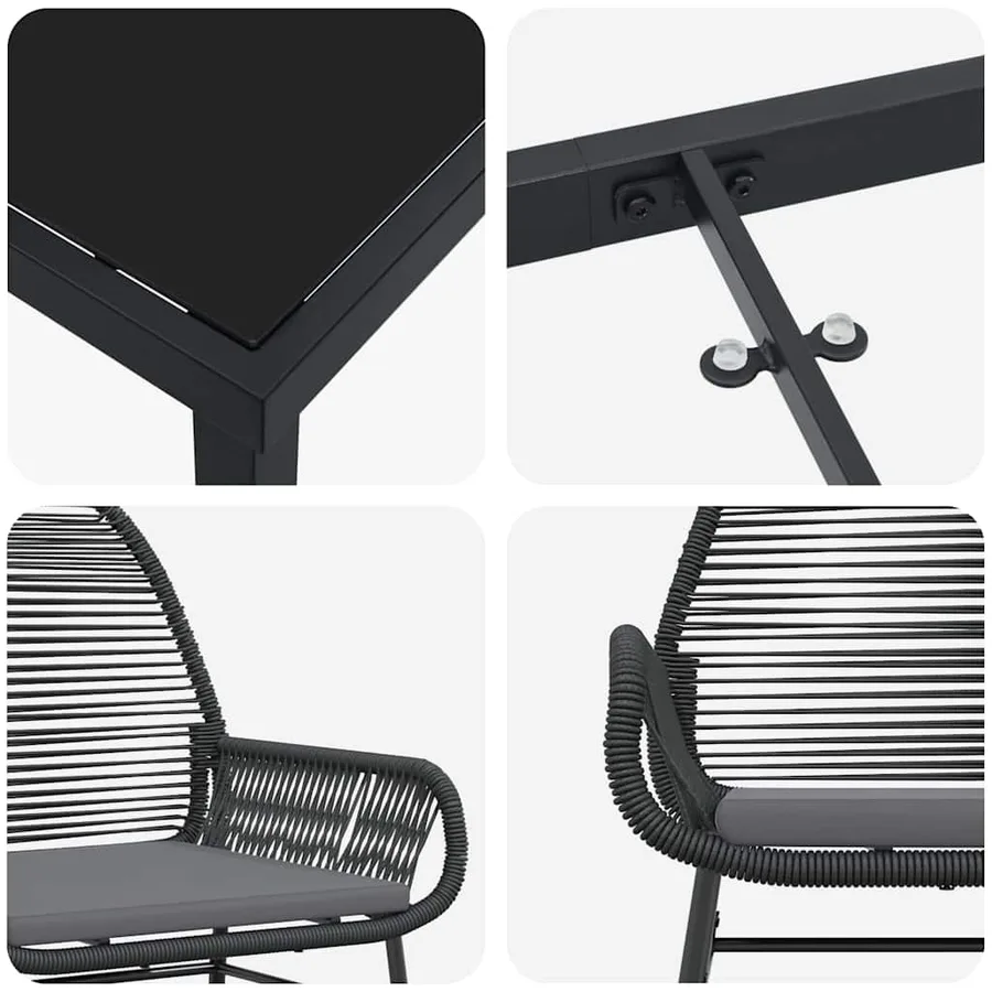 Ensemble de salle à manger pour jardin 5 pcs Noir polyrotin - 9