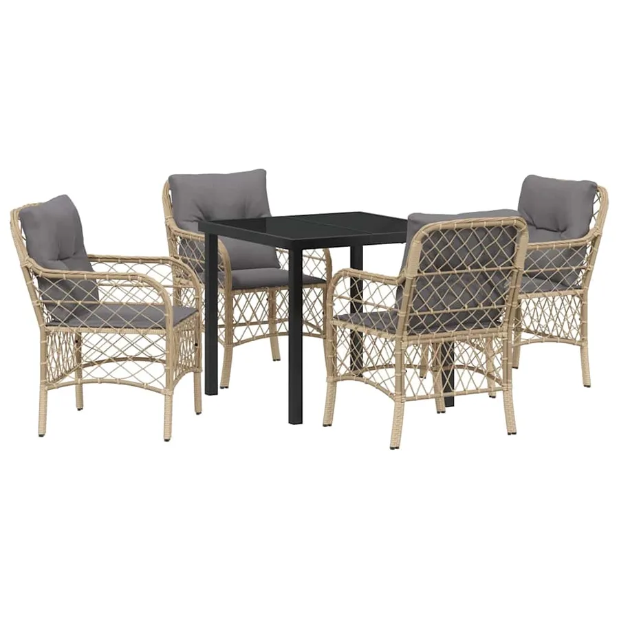 Ensemble de salle à manger pour jardin 5 pcs Beige polyrotin - 2