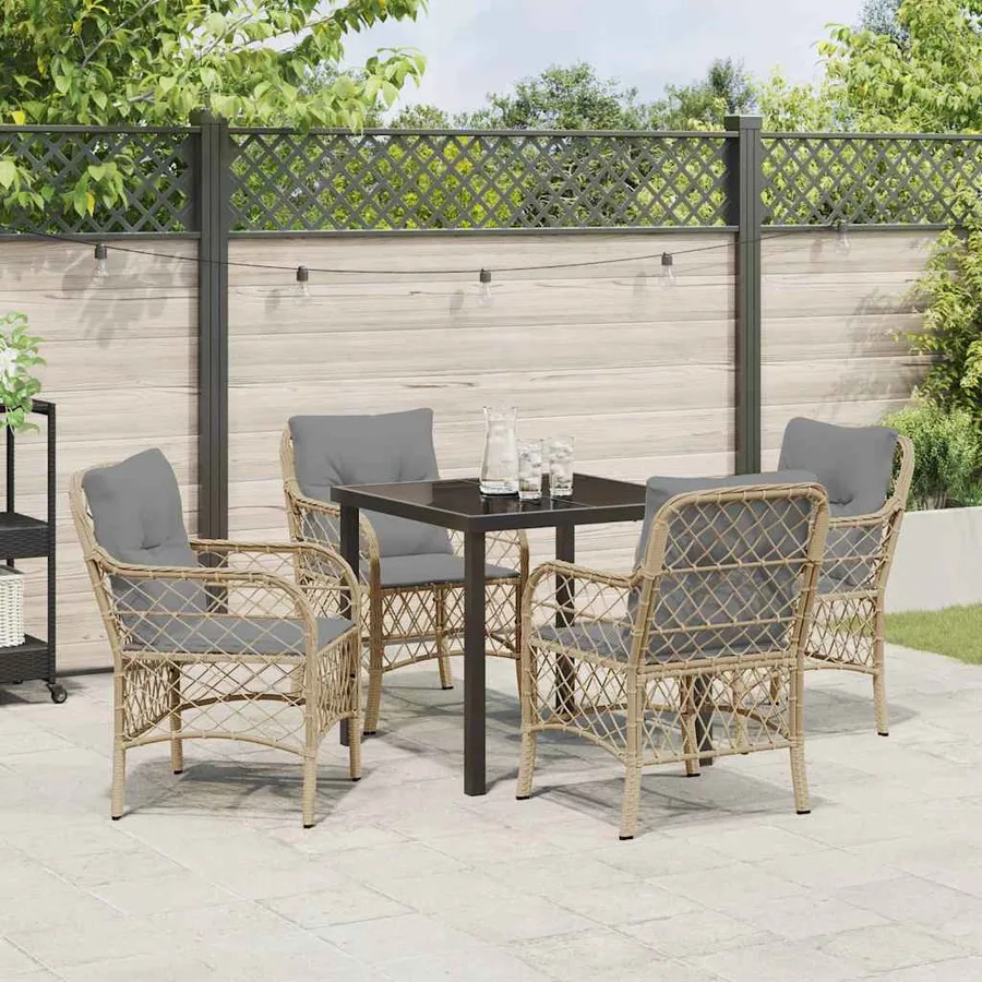 Ensemble de salle à manger pour jardin 5 pcs Beige polyrotin - 4