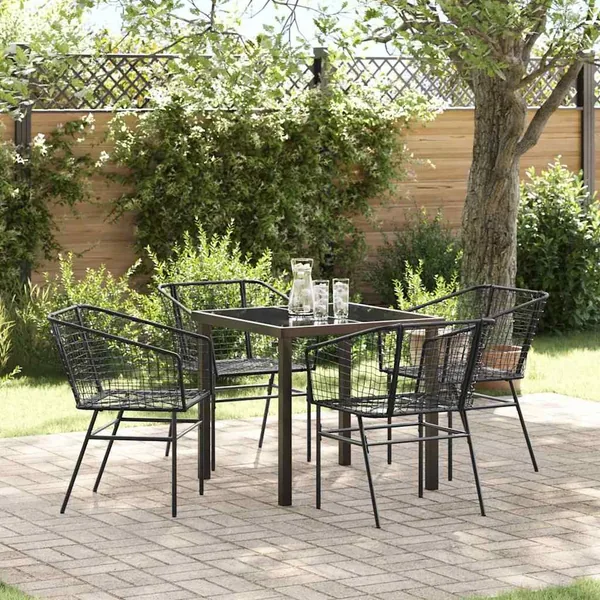 Ensemble de salle à manger pour jardin 5 pcs Noir polyrotin