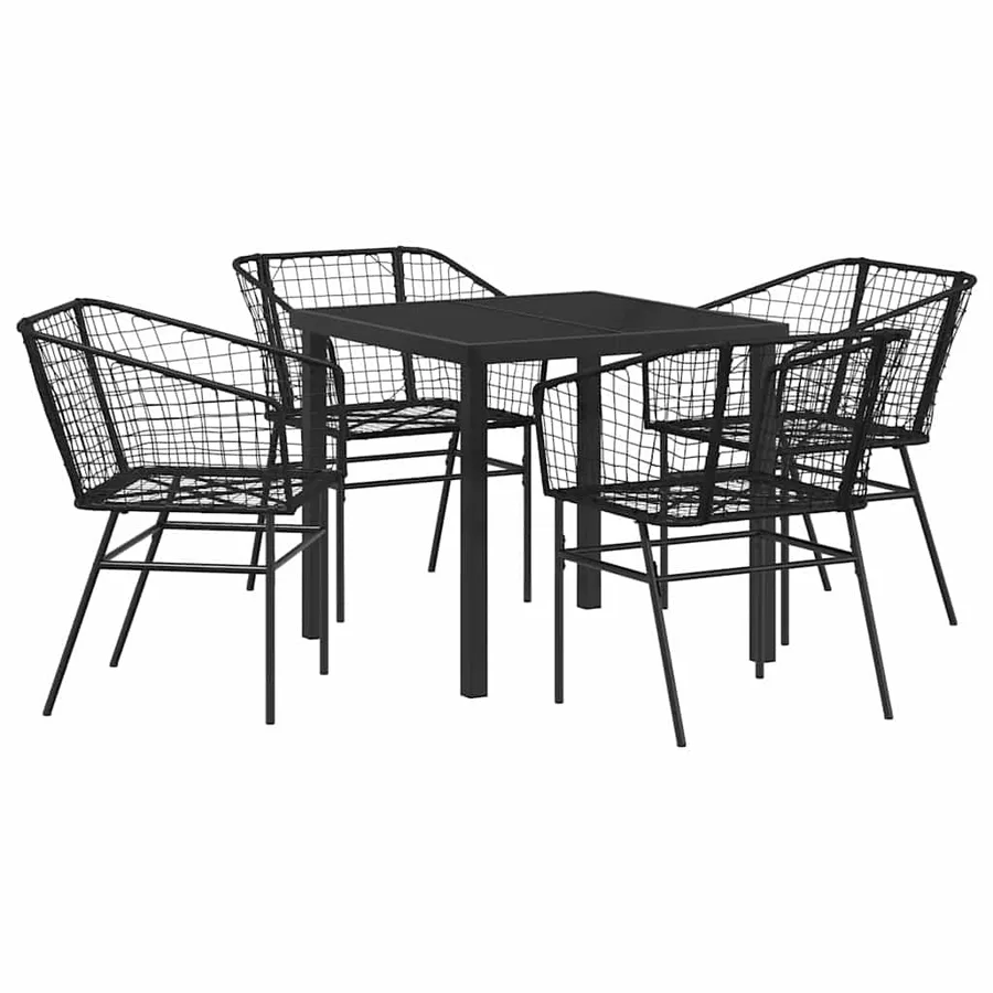Ensemble de salle à manger pour jardin 5 pcs Noir polyrotin - 2