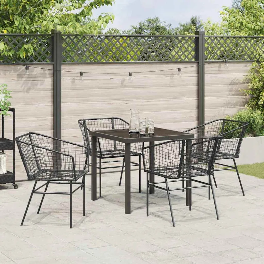 Ensemble de salle à manger pour jardin 5 pcs Noir polyrotin - 4