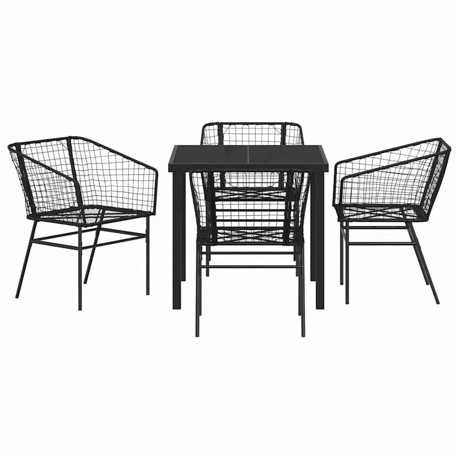 Ensemble de salle à manger pour jardin 5 pcs Noir polyrotin - 7