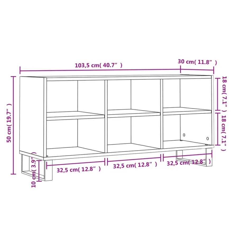 Meuble TV chêne sonoma 103,5x30x50 cm bois d'ingénierie - 9