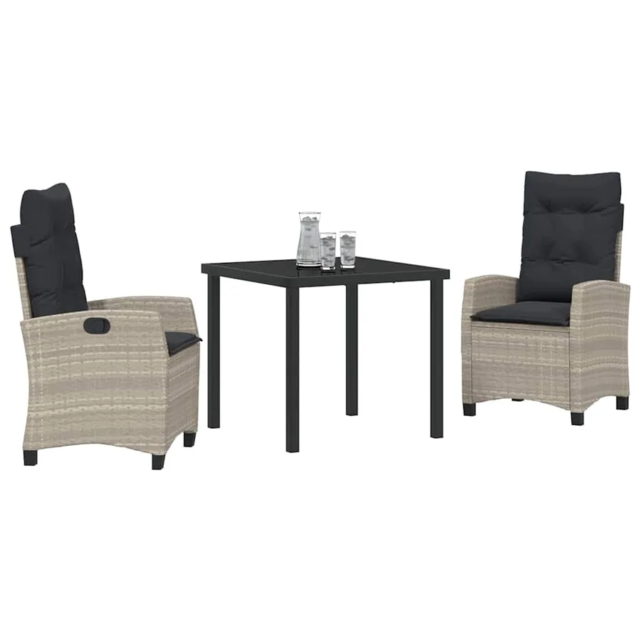 Ensemble de salle à manger pour jardin 3 pcs Gris clair - 3