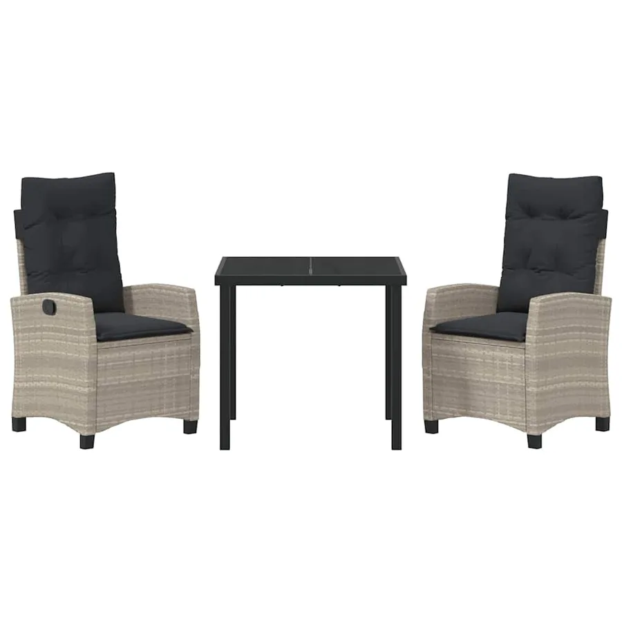 Ensemble de salle à manger pour jardin 3 pcs Gris clair - 7