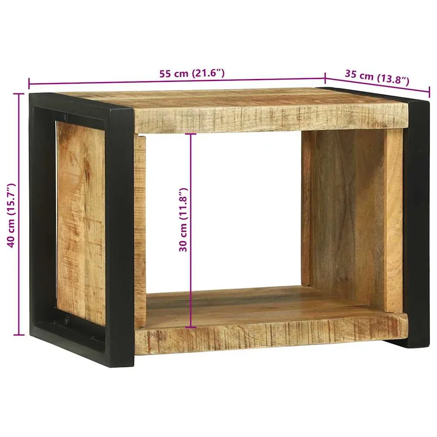Cube Mural Marron 55 x 35 x 40 cm Bois de mangue massif - 12