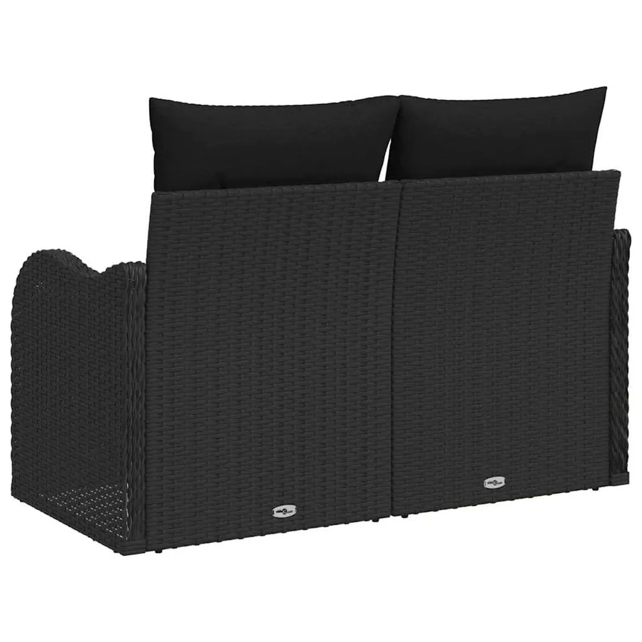 Canapé de jardin avec coussin Noir 121 x 62 x 69cm polyrotin - 3