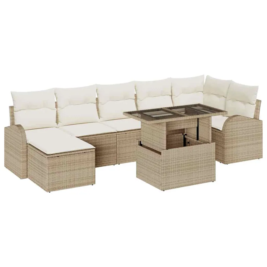Ensemble de canapé de jardin 8 pcs Beige Poly rotin - 2