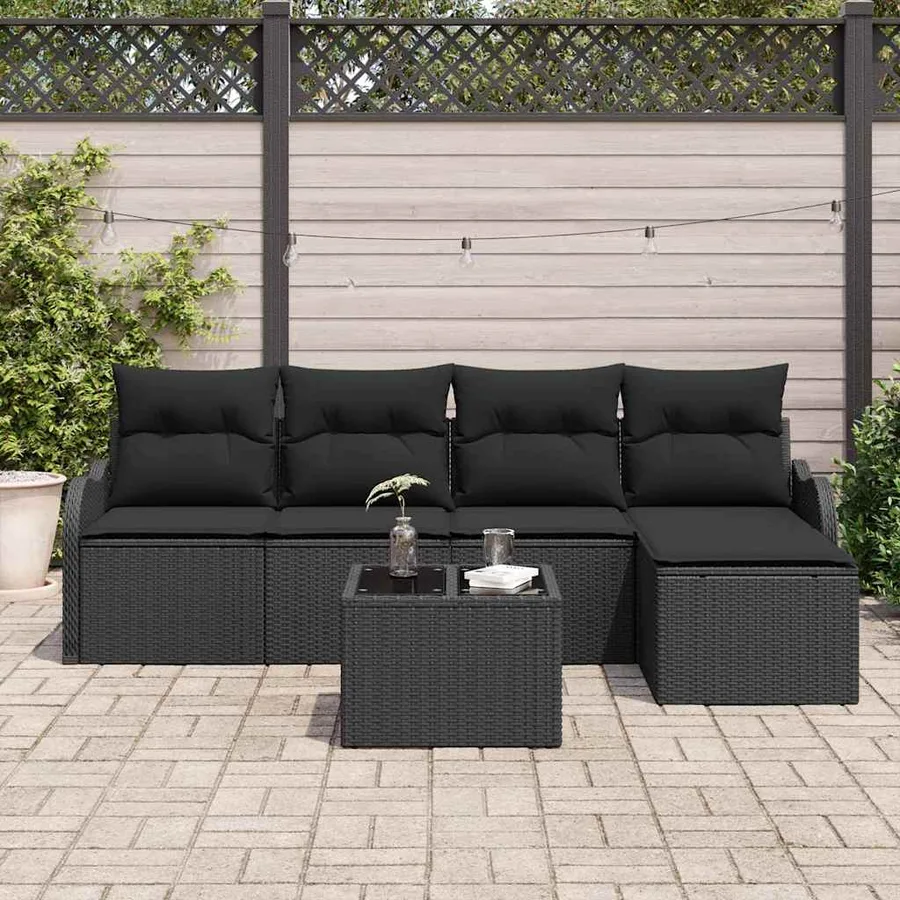 Ensemble de canapé de jardin 6 pcs Beige Poly rotin - 3