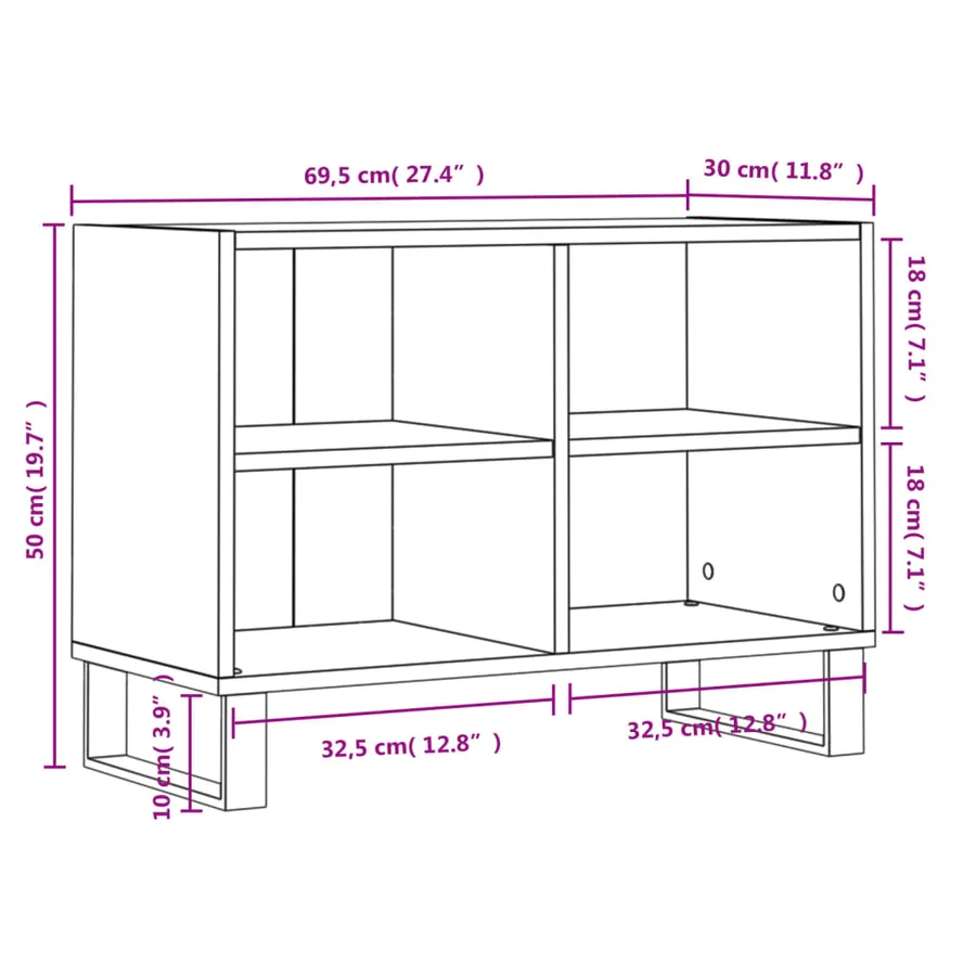 Meuble TV sonoma gris 69,5 x 30 x 50 cm bois d'ingénierie - 9