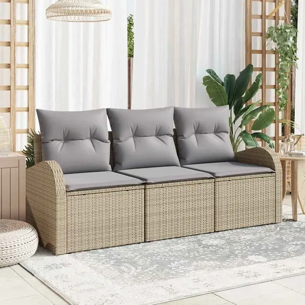 Ensemble de canapé de jardin 3 pcs beige et gris clair