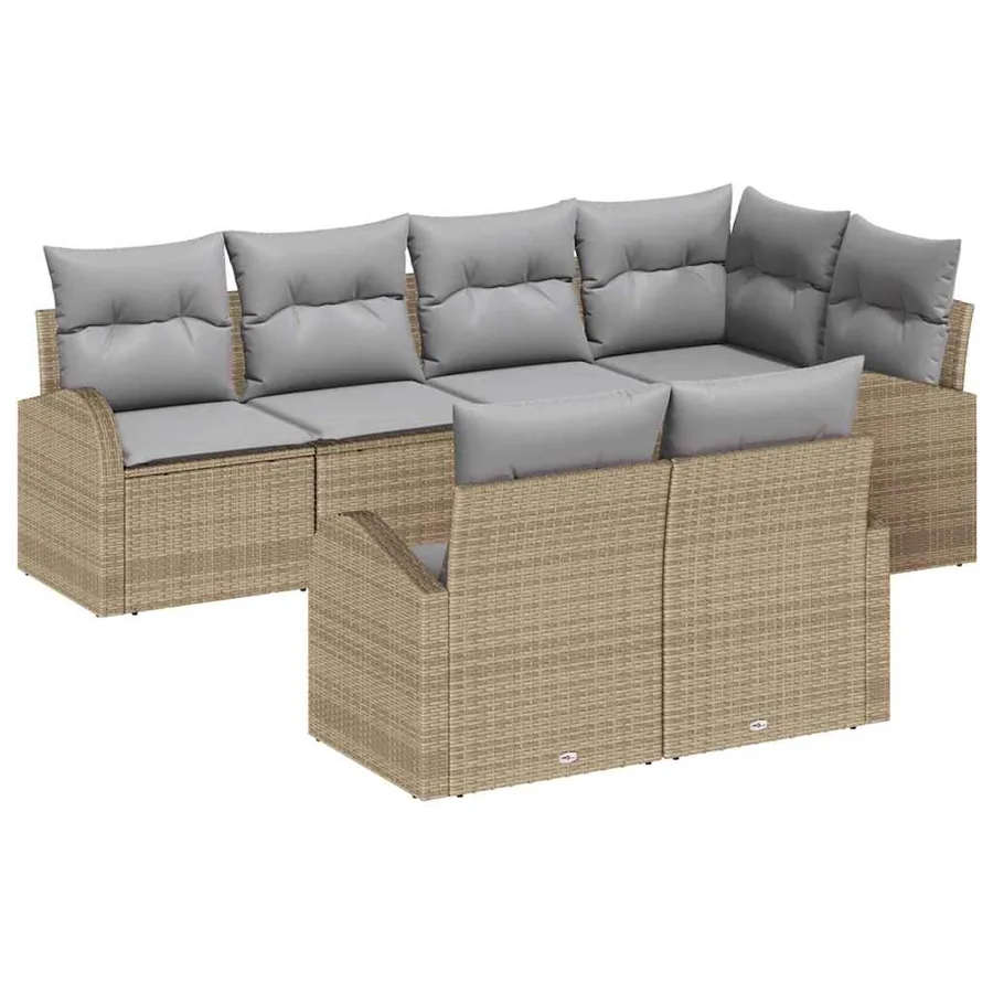 Ensemble de canapé de jardin 7 pcs Beige et Gris clair