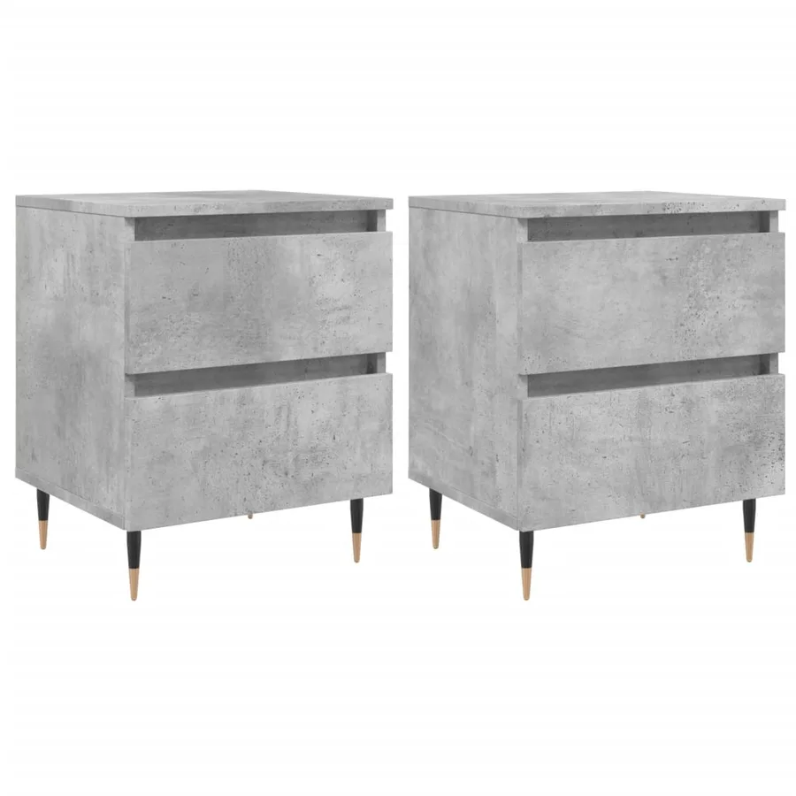 Tables de chevet 2 pcs gris béton 40x35x50 cm bois d’ingénierie - 2
