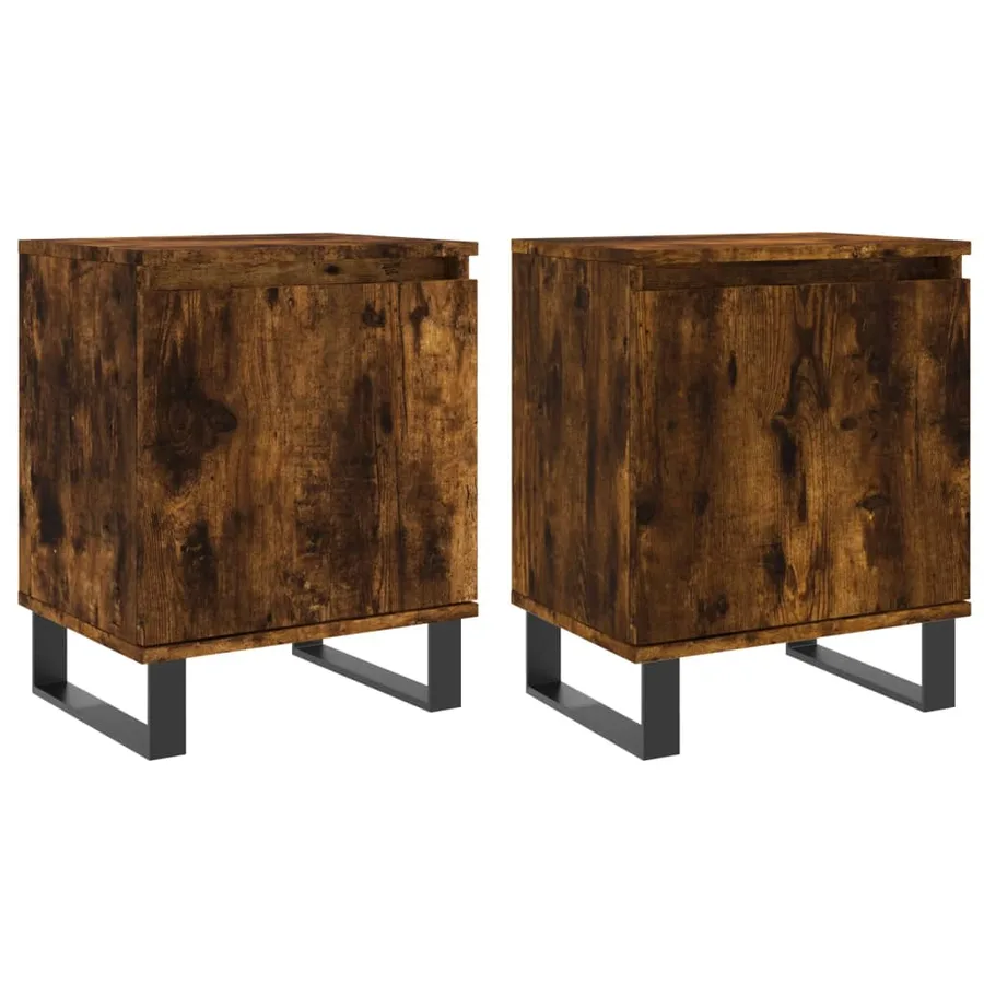 Tables de chevet 2 pcs chêne fumé 40x30x50 cm bois d'ingénierie - 2