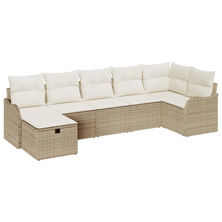 Ensemble de Canapés avec coussin Beige et crème polyrotin - 2