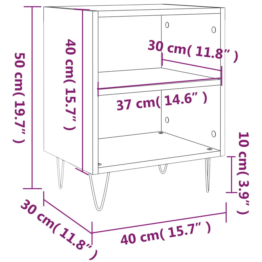Tables de chevet 2 pcs sonoma gris 40x30x50cm bois d'ingénierie - 10