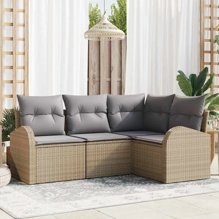 Ensemble de canapé de jardin Beige polyrotin