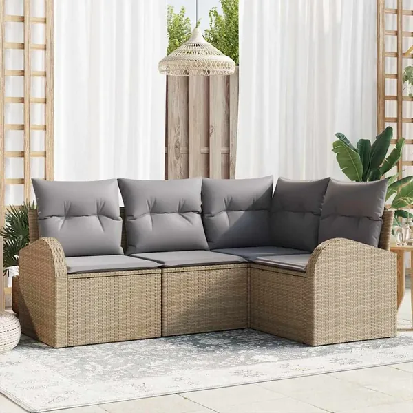 Ensemble de canapé de jardin Beige polyrotin