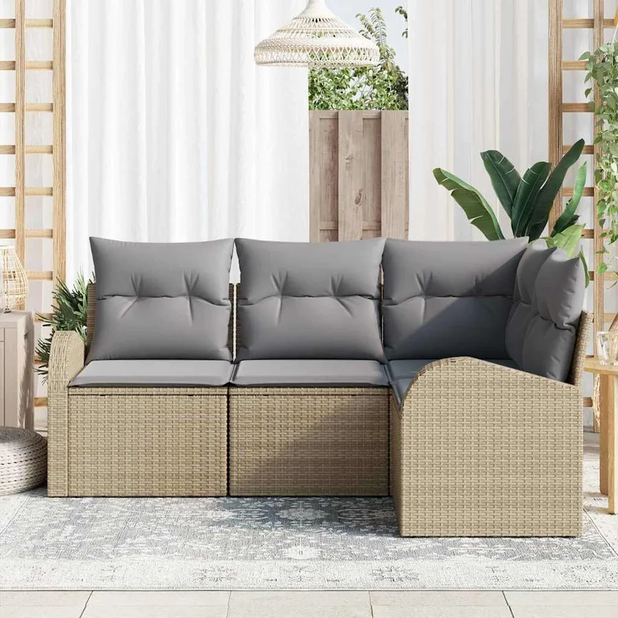 Ensemble de canapé de jardin Beige polyrotin - 3