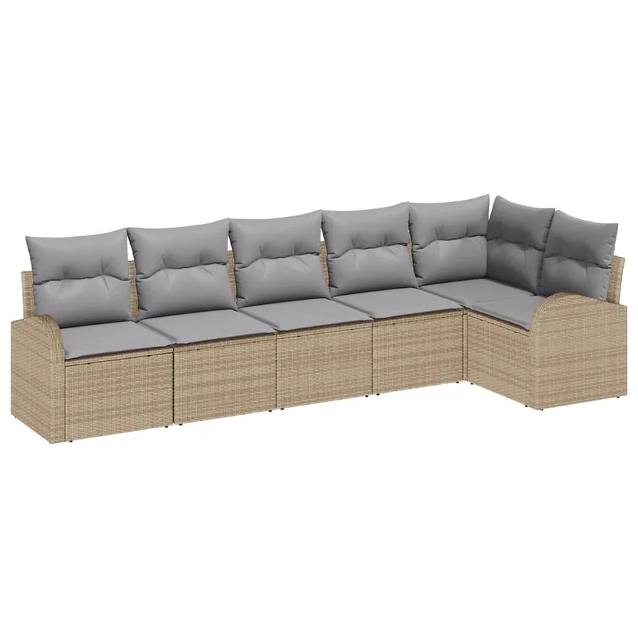Ensemble de canapé de jardin 6 pcs Beige Poly rotin - 2