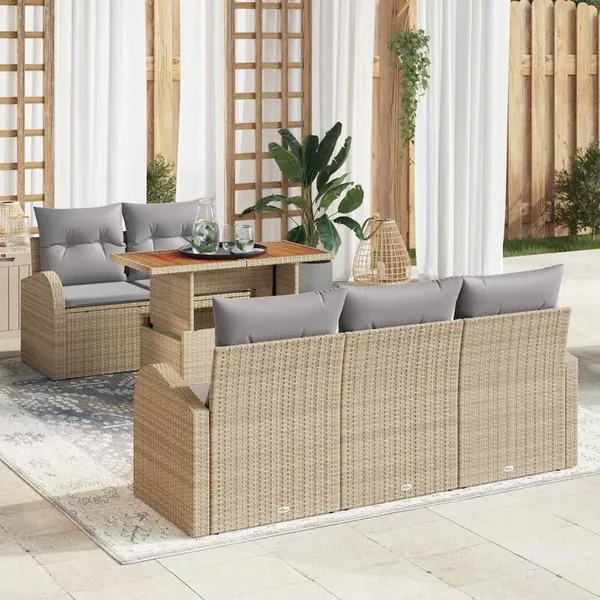 Ensemble de canapé de jardin 6 pcs beige et gris clair