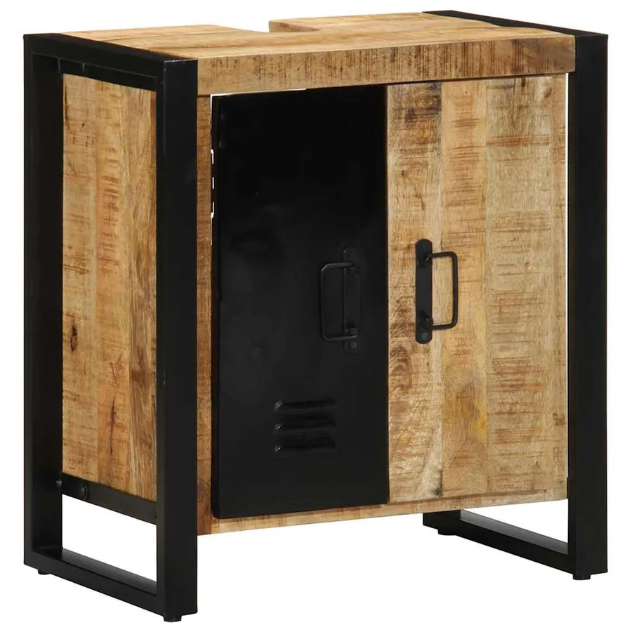 Armoire de salle de bain Marron Bois de mangue massif - 2