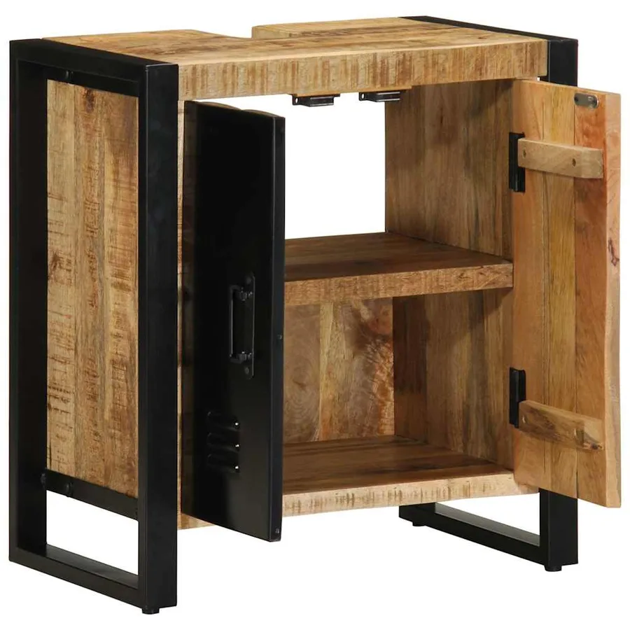 Armoire de salle de bain Marron Bois de mangue massif - 3