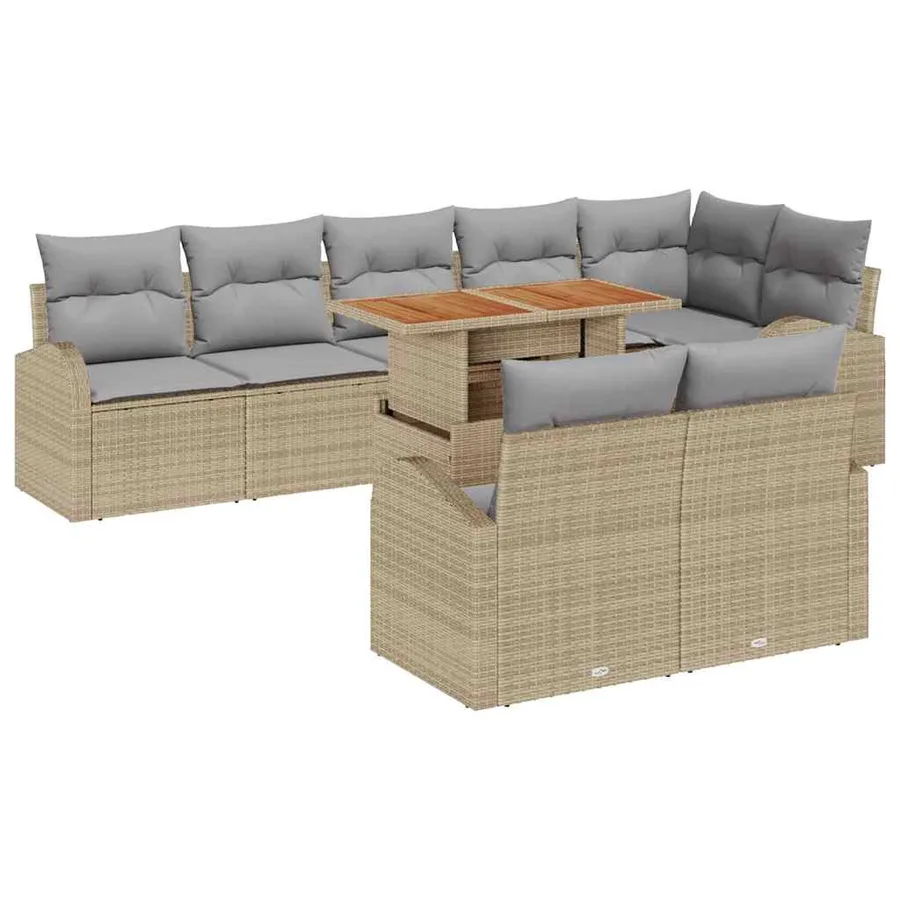 Ensemble de canapé de jardin 9 pcs beige et gris clair - 2