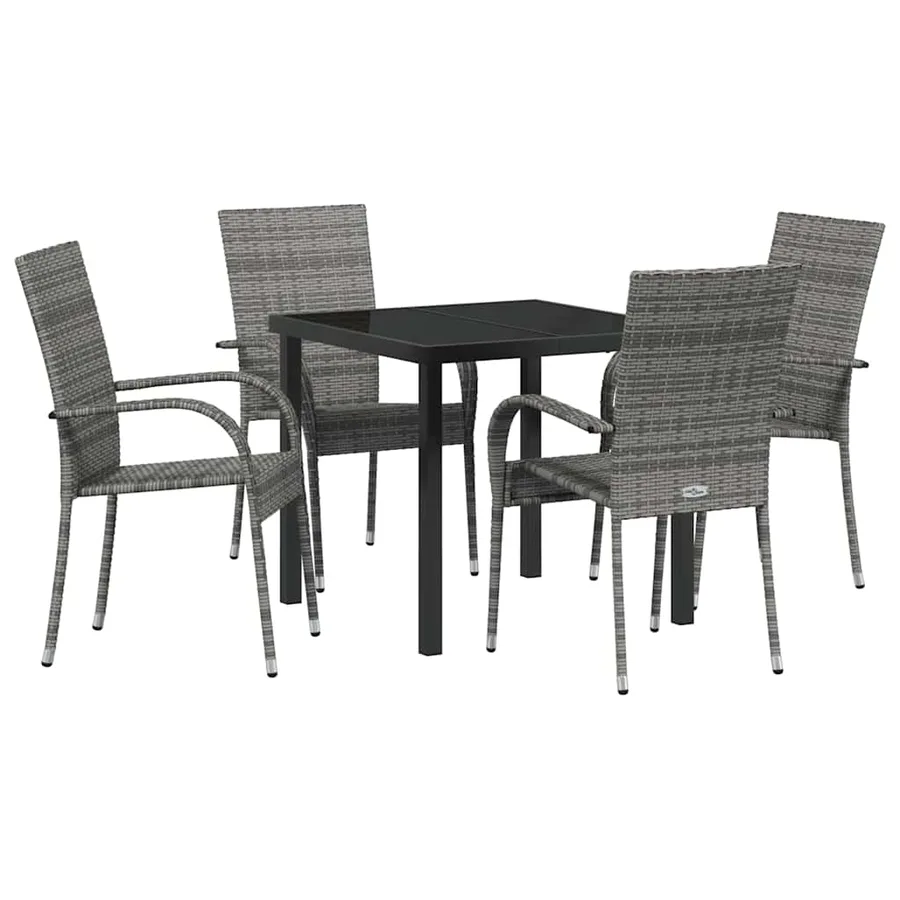 Ensemble de salle à manger pour jardin 5 pcs Gris - 2